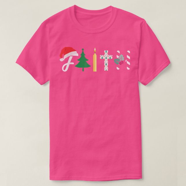 Camiseta Faith Christmas Tree Christian Cross Xmas Candy Ca (Frente do Design)
