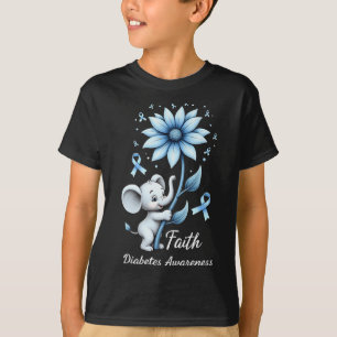 Camiseta Faith Cute Elephants Sunflower Diabetes Sensibiliz