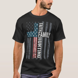 Camiseta Faith Family Hunting - Funny Christian Cross Ameri