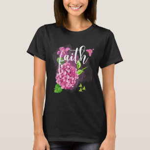 Camiseta Faith Floral Bonito Hydrangea com Chr de Borboleta