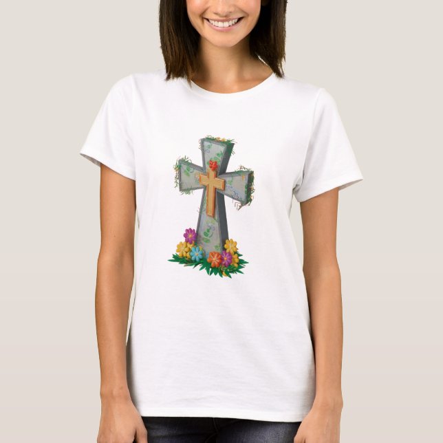 Camiseta Faith Floral Christian Womens (Frente)