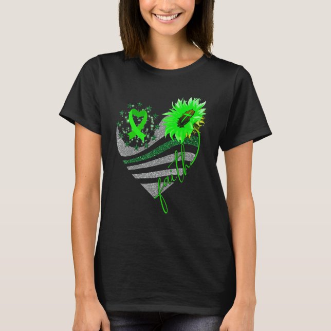 Camiseta Faith Gastroparesis Awareness Sunflower Heart Ribb (Frente)