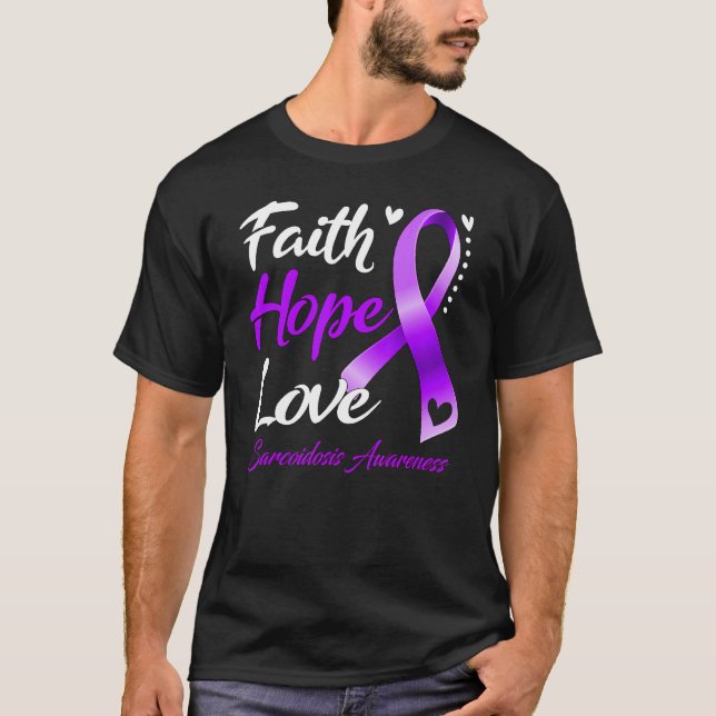 Camiseta Faith Hope ama a consciência da Sarcoidose (Frente)
