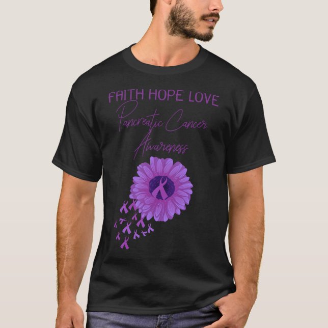 Camiseta Faith Hope Ama a Consciência do Câncer de pâncreas (Frente)