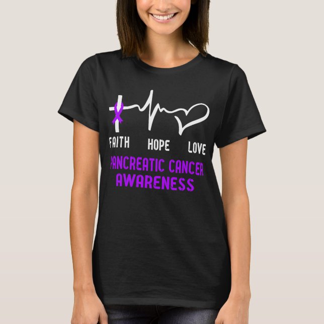 Camiseta Faith Hope Ama a Consciência do Câncer de pâncreas (Frente)
