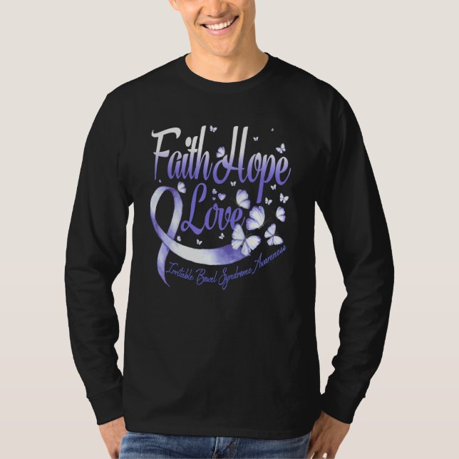 Camiseta Faith Hope ama a sabedoria da síndrome de Bowel ir (Frente)