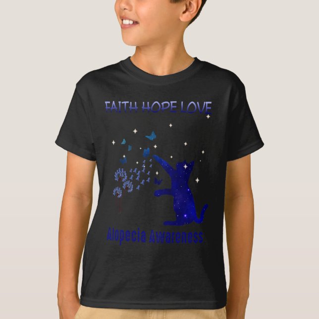 Camiseta Faith Hope ama Alopecia Consciência (Frente)