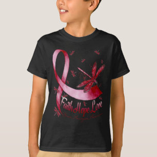Camiseta Faith Hope ama Aneurísmo cerebral Dragonfly