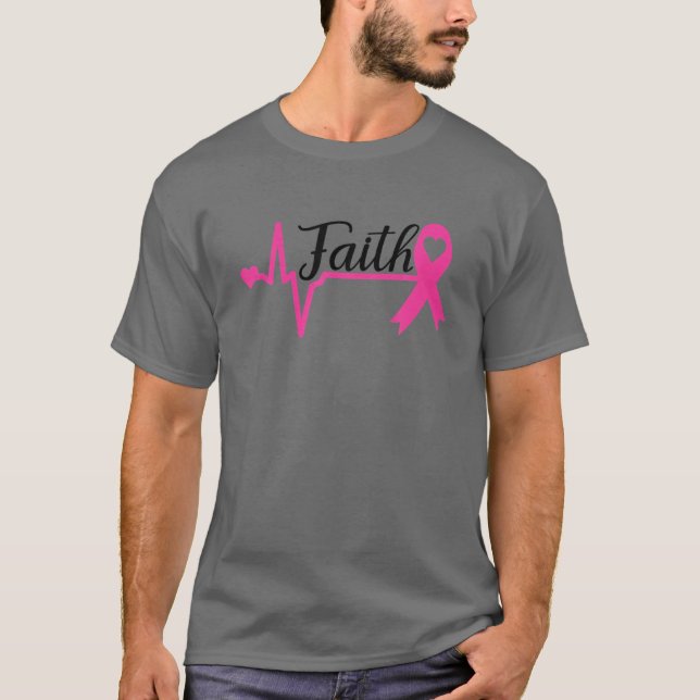 Camiseta Faith Hope ama Awarenes do Cancer de Fita Rosa (Frente)