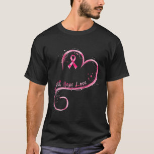 Camiseta Faith Hope ama Awarenes do Cancer de Fita Rosa