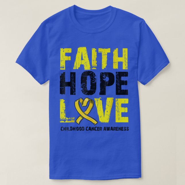 Camiseta Faith Hope ama Cancer de infância consciência Dour (Frente do Design)
