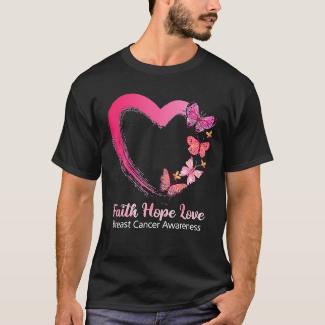 Camiseta Faith Hope ama Cancer de mama consciência Bumbum (Frente)