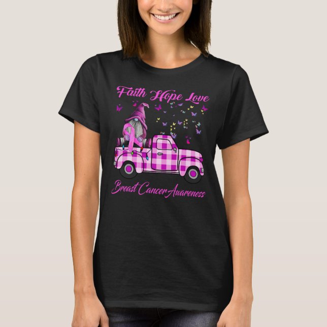 Camiseta Faith Hope ama Cancer de natal Truck Gnomo (Frente)