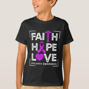 Camiseta Faith Hope ama Consciência da Epilepsia