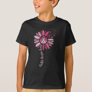 Camiseta Faith Hope ama Consciência do Cancer de Girassol
