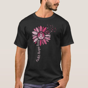 Camiseta Faith Hope ama Consciência do Cancer de Girassol