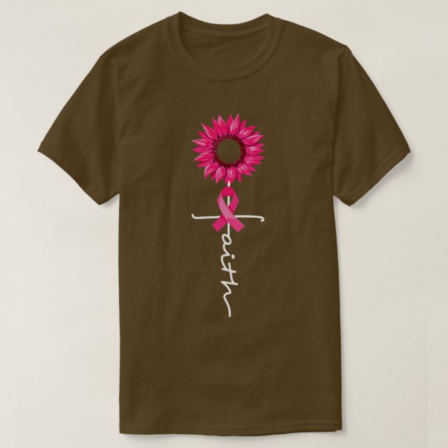 Camiseta Faith Hope ama Consciência Girassol Friso Rosa Fri (Frente do Design)