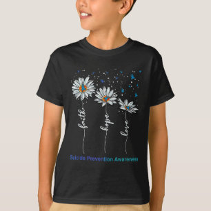 Camiseta Faith Hope ama Daisy Suicídio Prevenção Consciênci