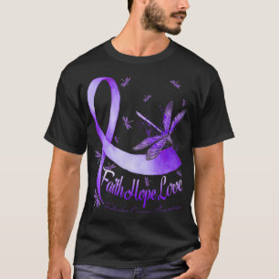Camiseta Faith Hope ama Dragão da Consciência do Cancer Tes