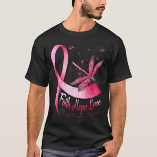 Camiseta Faith Hope ama Dragonfly Cancer Sensibilização
