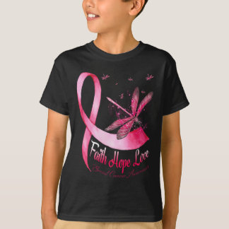 Camiseta Faith Hope ama Dragonfly Cancer Sensibilização