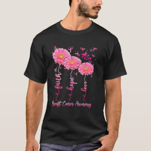 Camiseta Faith Hope ama Flor Rosa Fita Fita Friso Cancer A