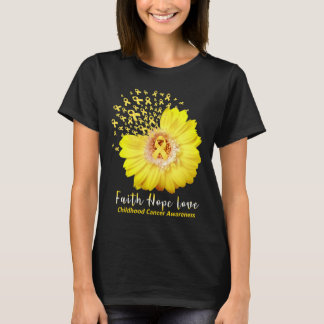 Camiseta Faith Hope ama Friso de Consciência do Cancer Infa