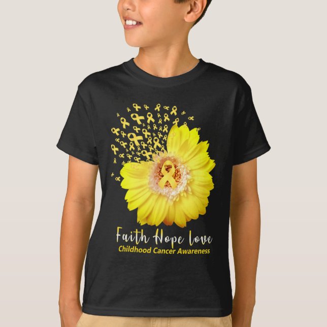 Camiseta Faith Hope ama Friso de Consciência do Cancer Infa (Frente)