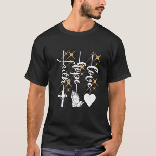 Camiseta Faith Hope ama Jesus Cristo Religioso Cruzado Pr