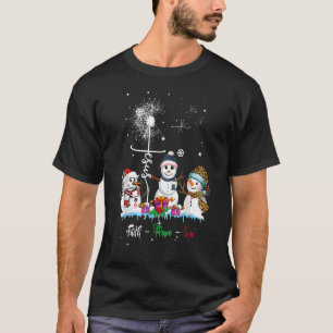 Camiseta Faith Hope ama Jesus Snowman Xadrez Leopardo Crist