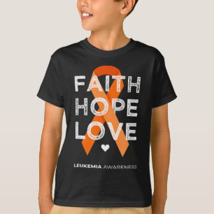 Camiseta Faith Hope ama Laranja Fita Leucemia Aw