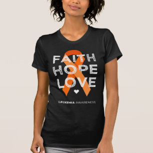 Camiseta Faith Hope ama Laranja Fita Leucemia Aw