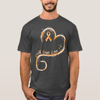 Camiseta Faith Hope ama Leucose Laranja Sensibilização