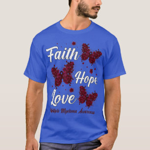 Camiseta Faith Hope ama Múltiplos Mielomas Atenção Butterf