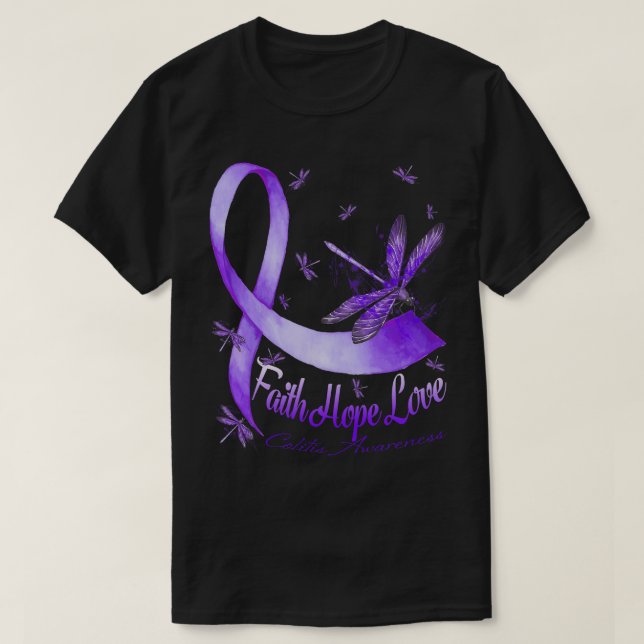 Camiseta Faith Hope Ama o Dragonfly (Frente do Design)