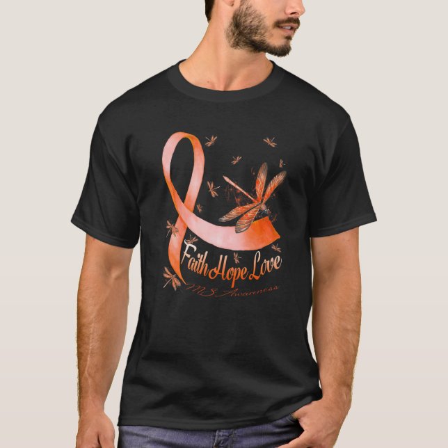 Camiseta Faith Hope ama o Dragonfly da Consciência da MS (Frente)