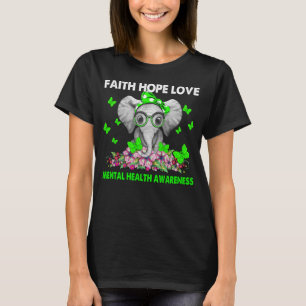 Camiseta Faith Hope ama o elefante da consciência da saúd