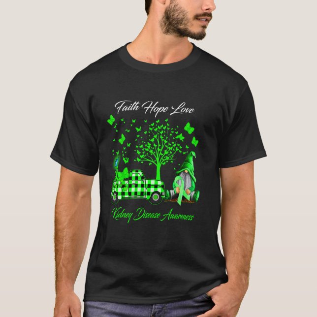 Camiseta Faith Hope ama os gnomos Sensibilização para a Doe (Frente)