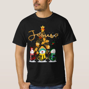 Camiseta Faith Hope ama Snowman Jesus Engraçado Xmas Cruz P