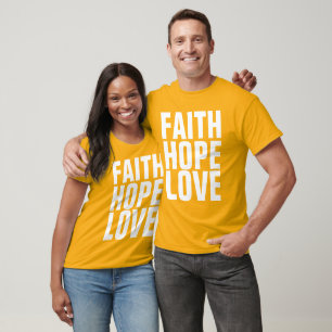 Camiseta FAITH HOPE AMA T-shirts cristãs