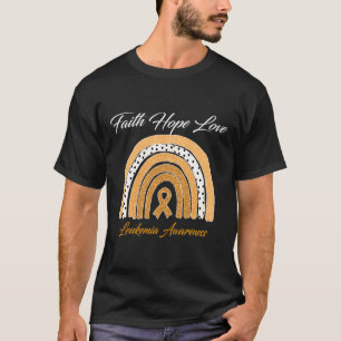 Camiseta Faith Hope Amor Leucemia Sensibilização Fita Laran