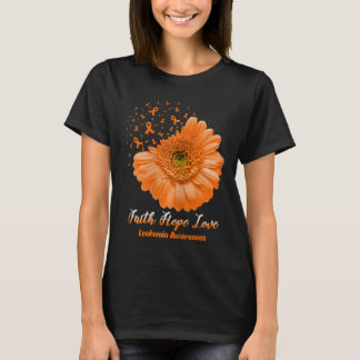 Camiseta Faith Hope Amor Leucemia Sensibilização Flor Seja