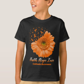 Camiseta Faith Hope Amor Leucemia Sensibilização Flor Seja