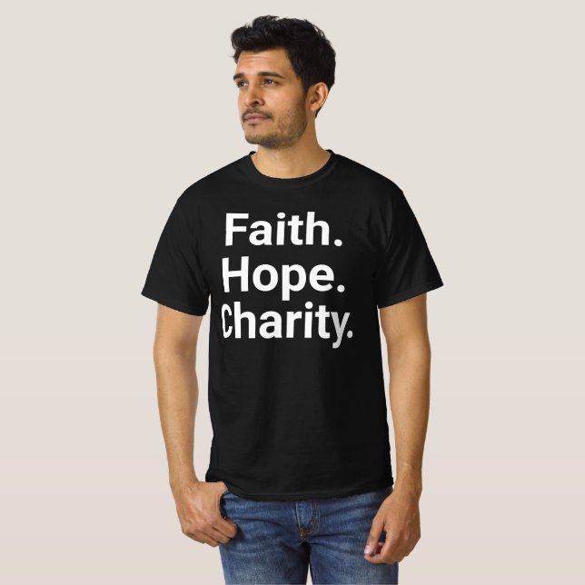 Camiseta Faith Hope Charity – Christian Minimalist (Frente Completa)