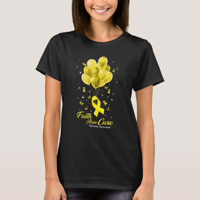 Camiseta Faith Hope Cure Butterflies Yellow Ribbon Sarcoma (Frente)