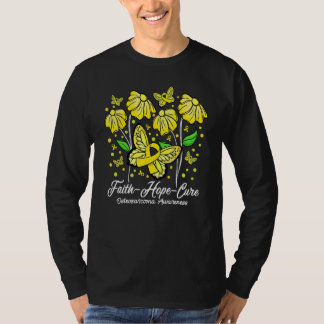 Camiseta Faith Hope Cure Flower Butterfly Osteosarcoma Awar