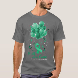 Camiseta Faith Hope Cure Green Ribbon Mental Health Awarene