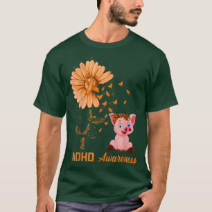 Camiseta Faith Hope Cure Pig com Daisy Flower ADHD Awarene