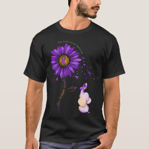 Camiseta Faith Hope Cure Purple Daisy Flower Pancreatic
