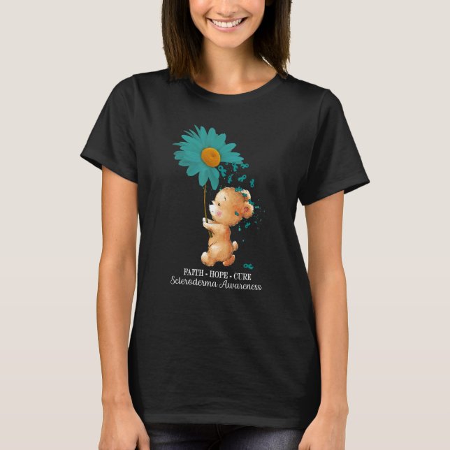 Camiseta Faith Hope Cure Teal Scleroderma Sensibilização (Frente)